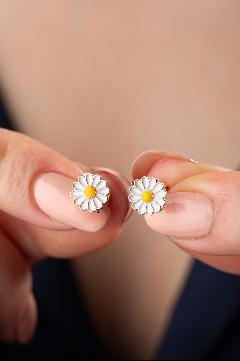 925 Ayar Gümüş Rose Papatya Küpe