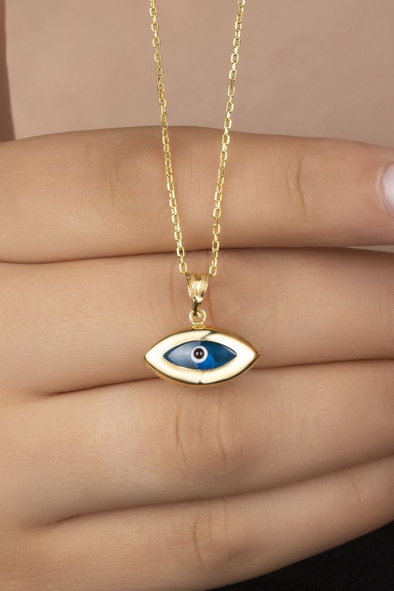 925 Ayar Gümüş Gold Göz Nazar Kolye