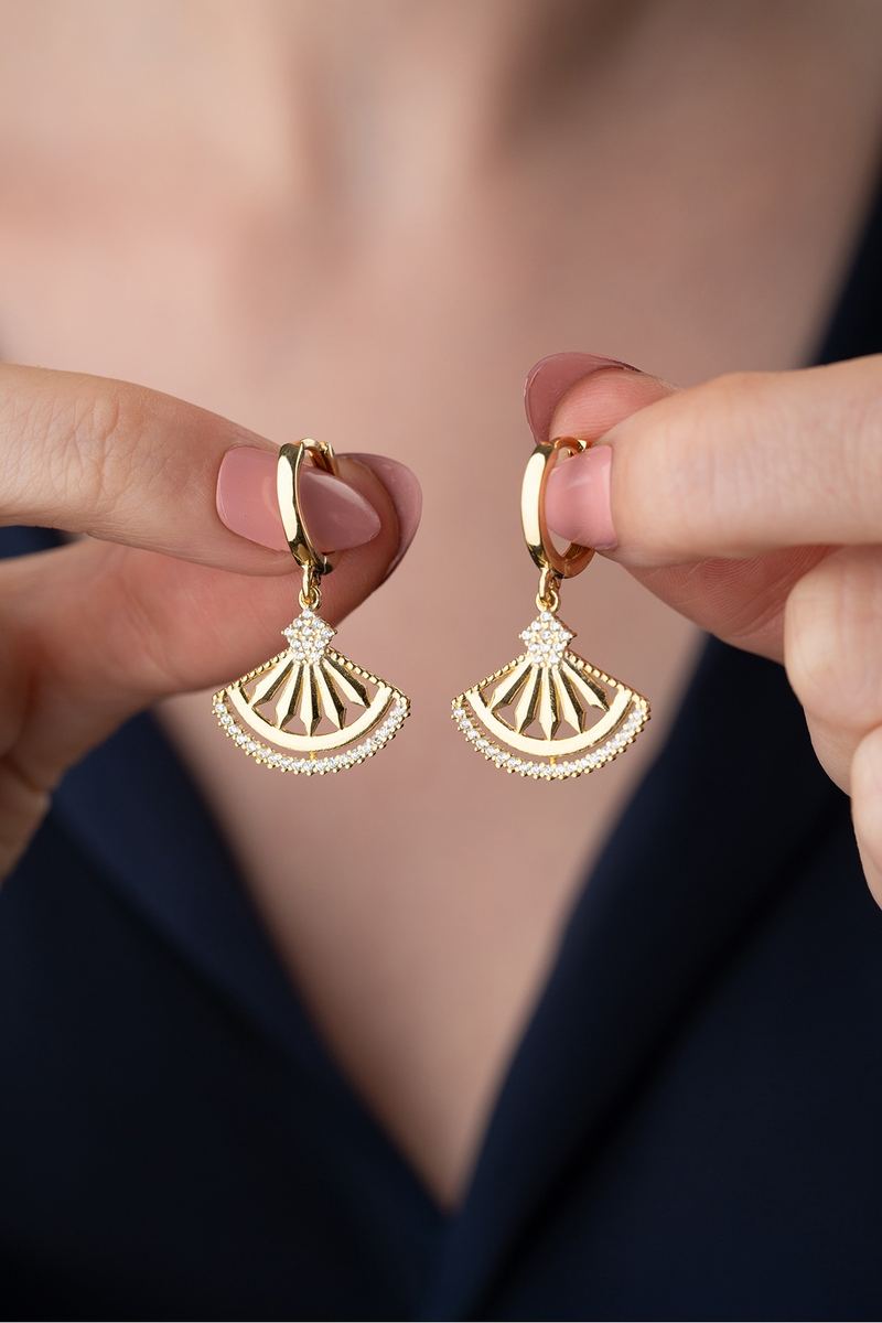 925 Ayar Gümüş Gold Trend Küpe