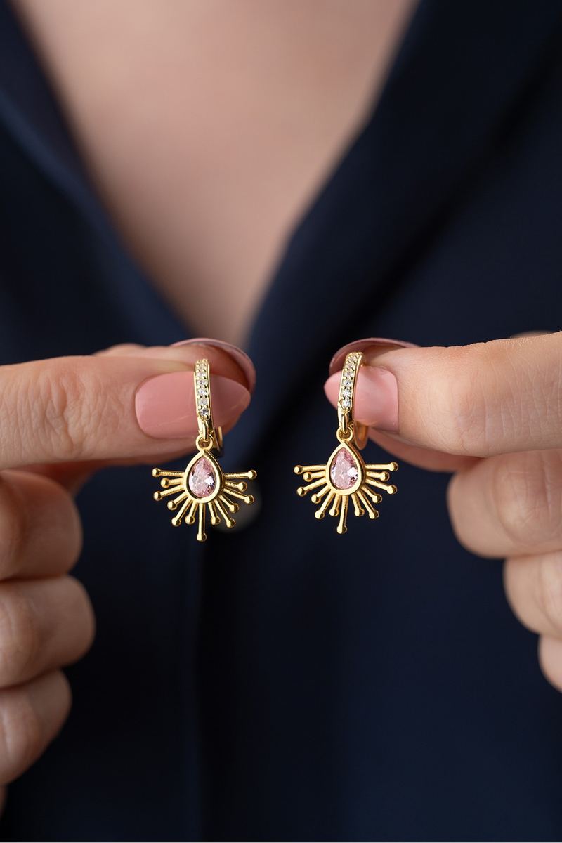 925 Ayar Gümüş Güneş Gold Küpe