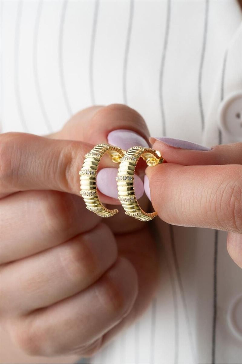 925 Ayar Gümüş Gold Halka Küpe