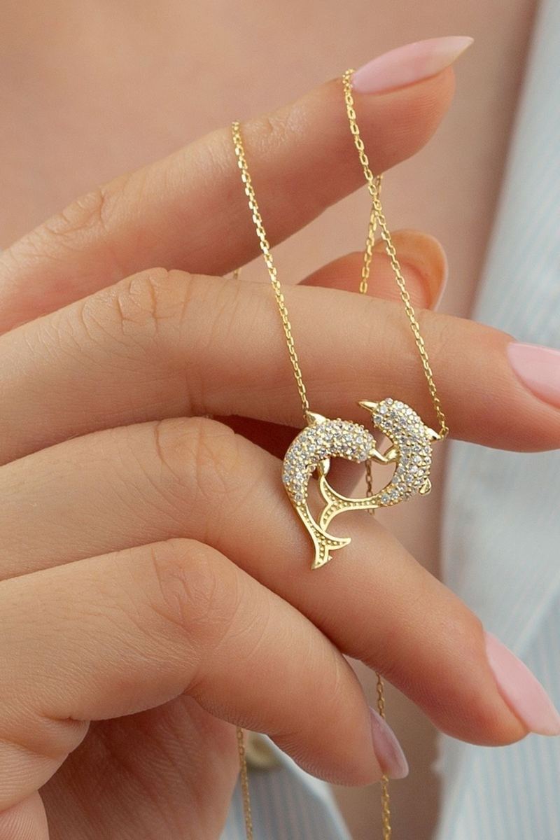 925 Ayar Gümüş Gold Yunus Kolye
