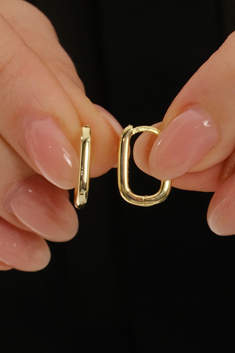 925 Ayar Gümüş Gold Kaplama Taşsız Küpe