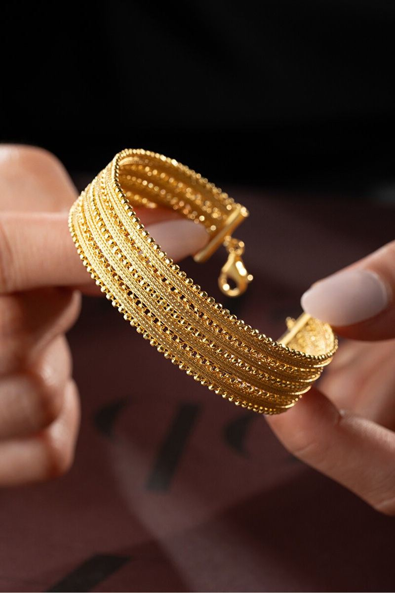 925 Ayar Gümüş Maras Model El İşçilikli Hasır Kelepçe