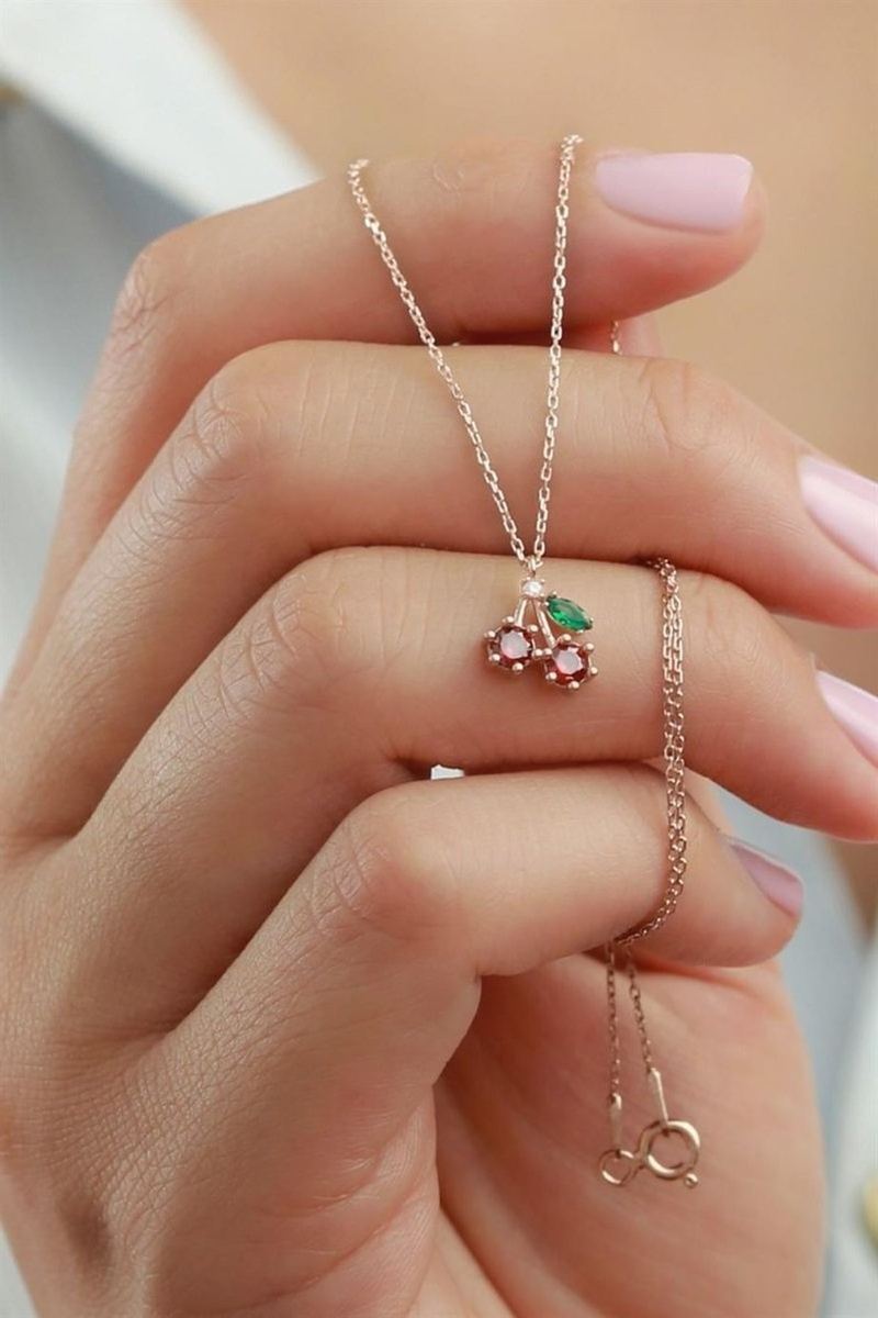 925 Ayar Gümüş Kiraz Kolye