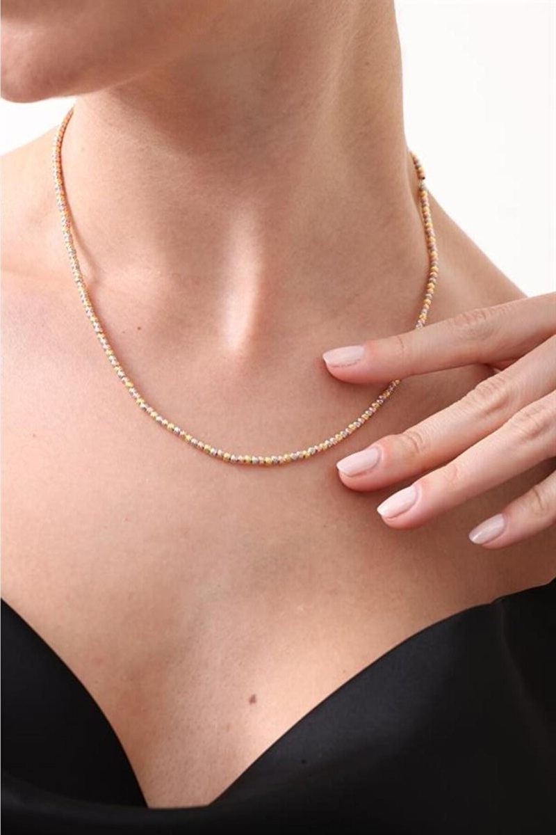 925 Ayar Gümüş Rose Gold Dorika Toplu Kolye