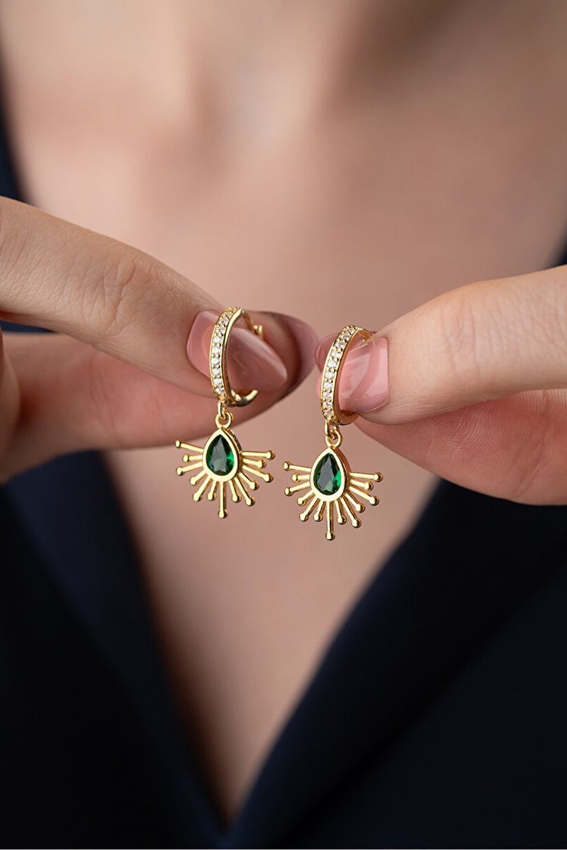 925 Ayar Gümüş Güneş Model Küpe