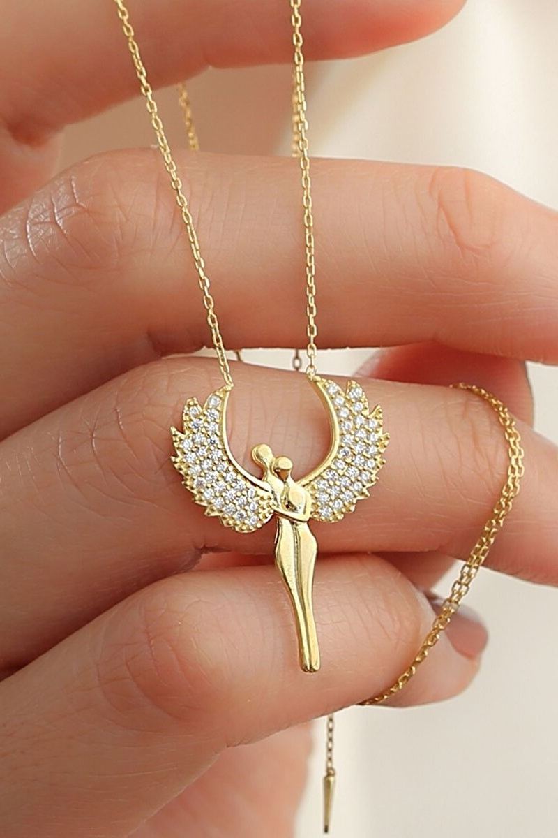 925 Ayar Gümüş Gold Aşk Kolye