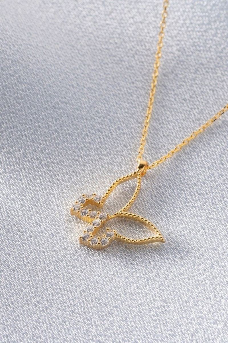 925 Ayar Gümüş Minimal Gold Kelebek Kolye