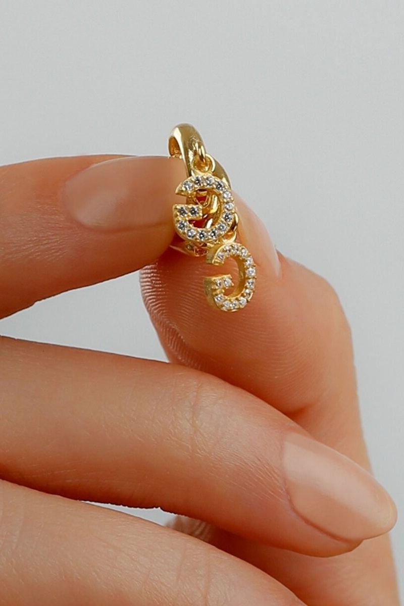 925 Ayar Gümüş Gold Kişiye Özel Harfli Küpe