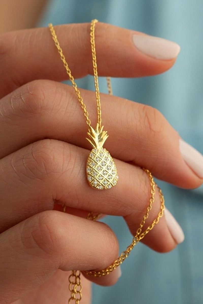 925 Ayar Gümüş Ananas Kolye