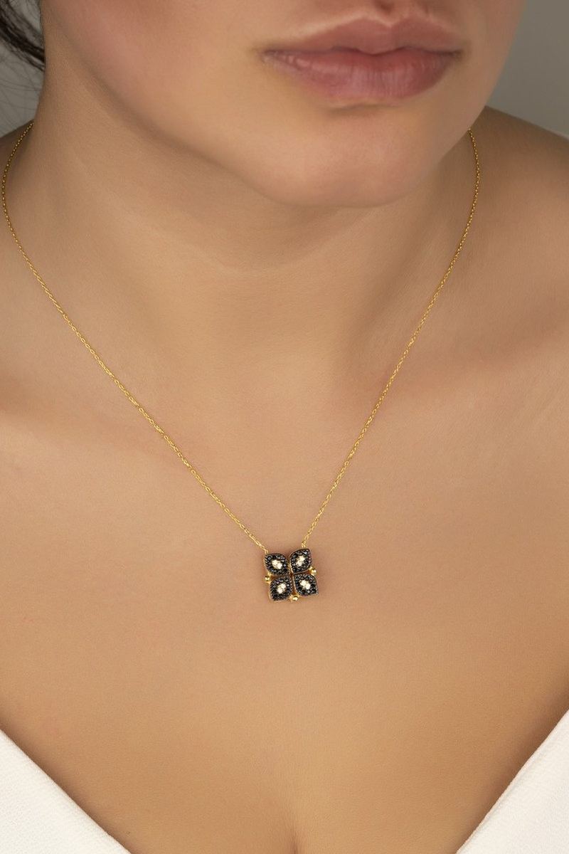 925 Ayar Gümüş Gold Diamond Kolye