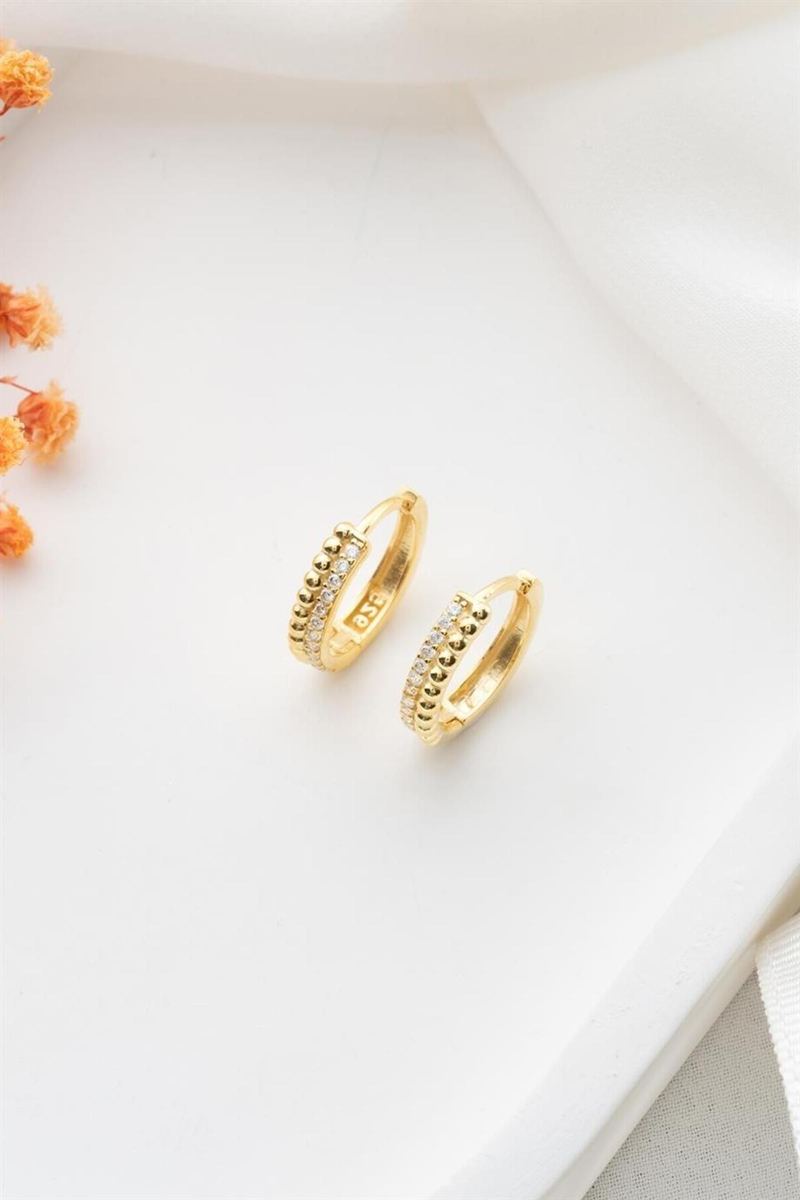 925 Ayar Gümüş Gold Halka Küpe