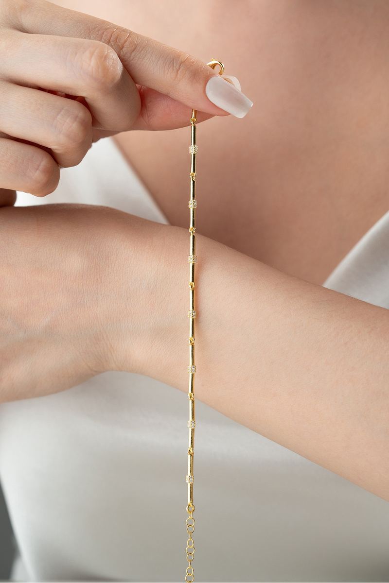 925 Ayar Gümüş Gold Trend Bileklik