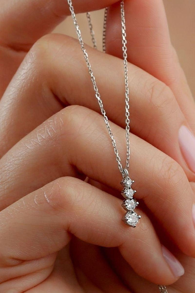 925 Ayar Gümüş Pırlanta Model Kolye görsel 2