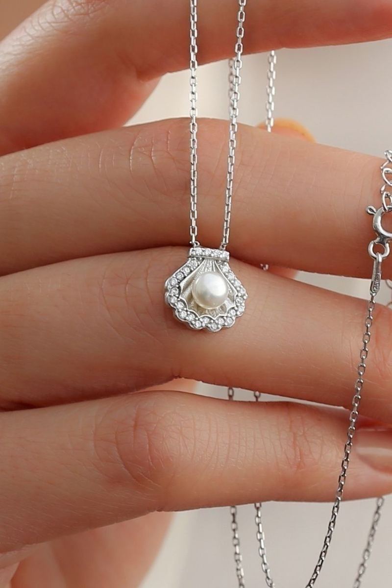 925 Ayar Gümüş İncili Kolye görsel 2