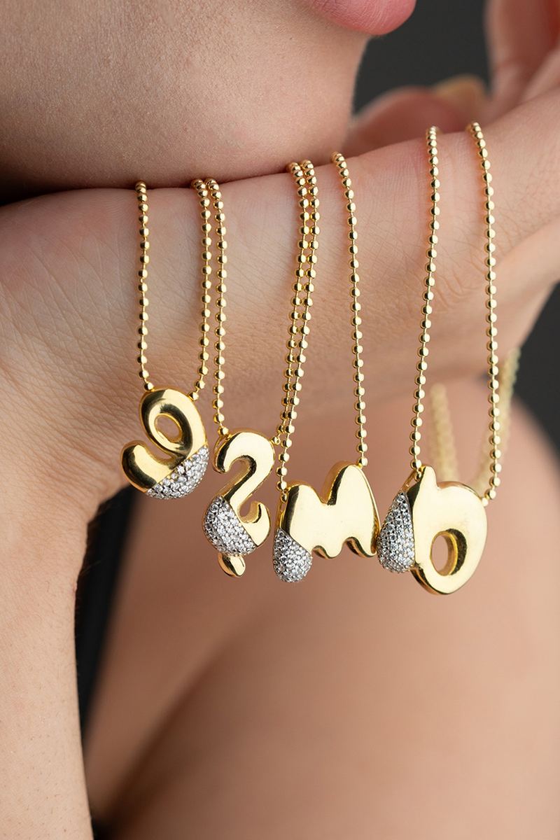 925 Ayar Gümüş Taşlı Harf Kolye görsel 2
