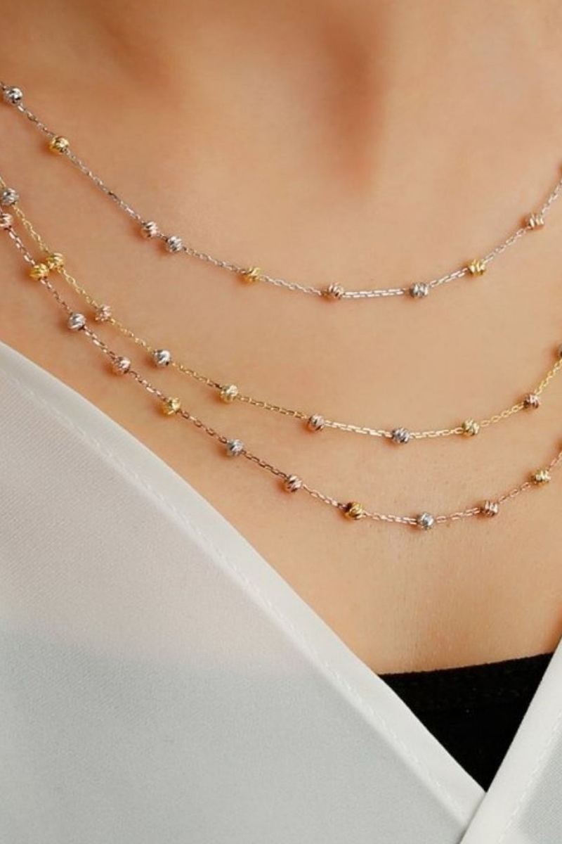 925 Ayar Gümüş Rose Gold Dorika Kolye görsel 2