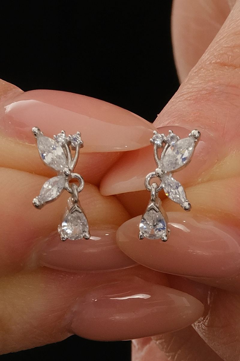 925 Ayar Gümüş Rodyum Kaplama Kelebek Küpe görsel 2