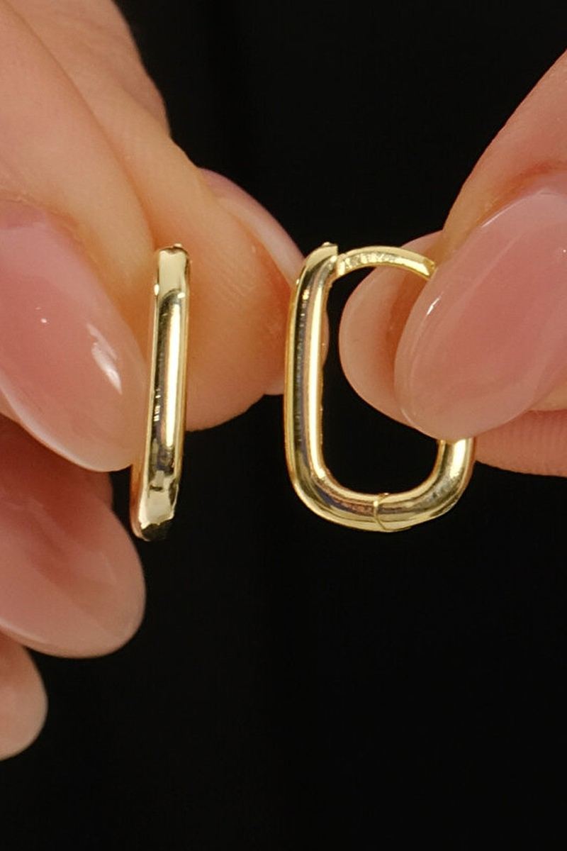 925 Ayar Gümüş Gold Kaplama Taşsız Küpe görsel 2