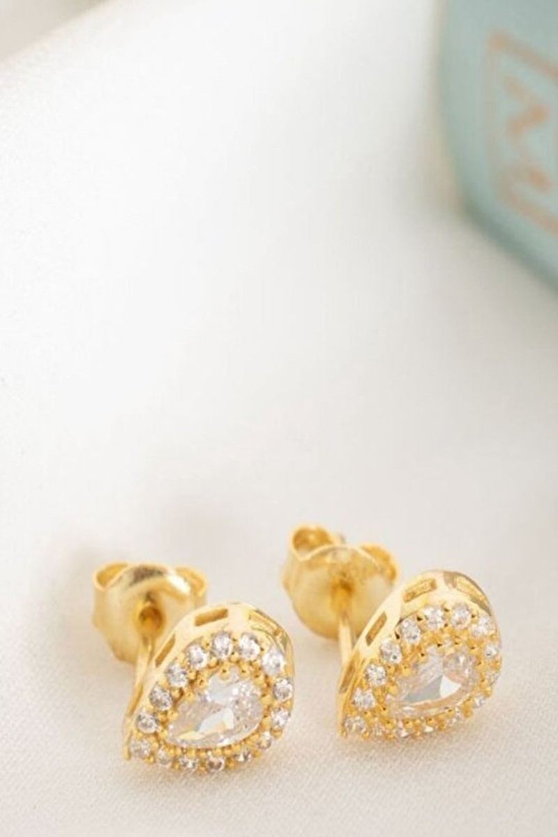 925 Ayar Gümüş Nisan Ayı Doğum Taşı Diamond Damla Küpe görsel 2