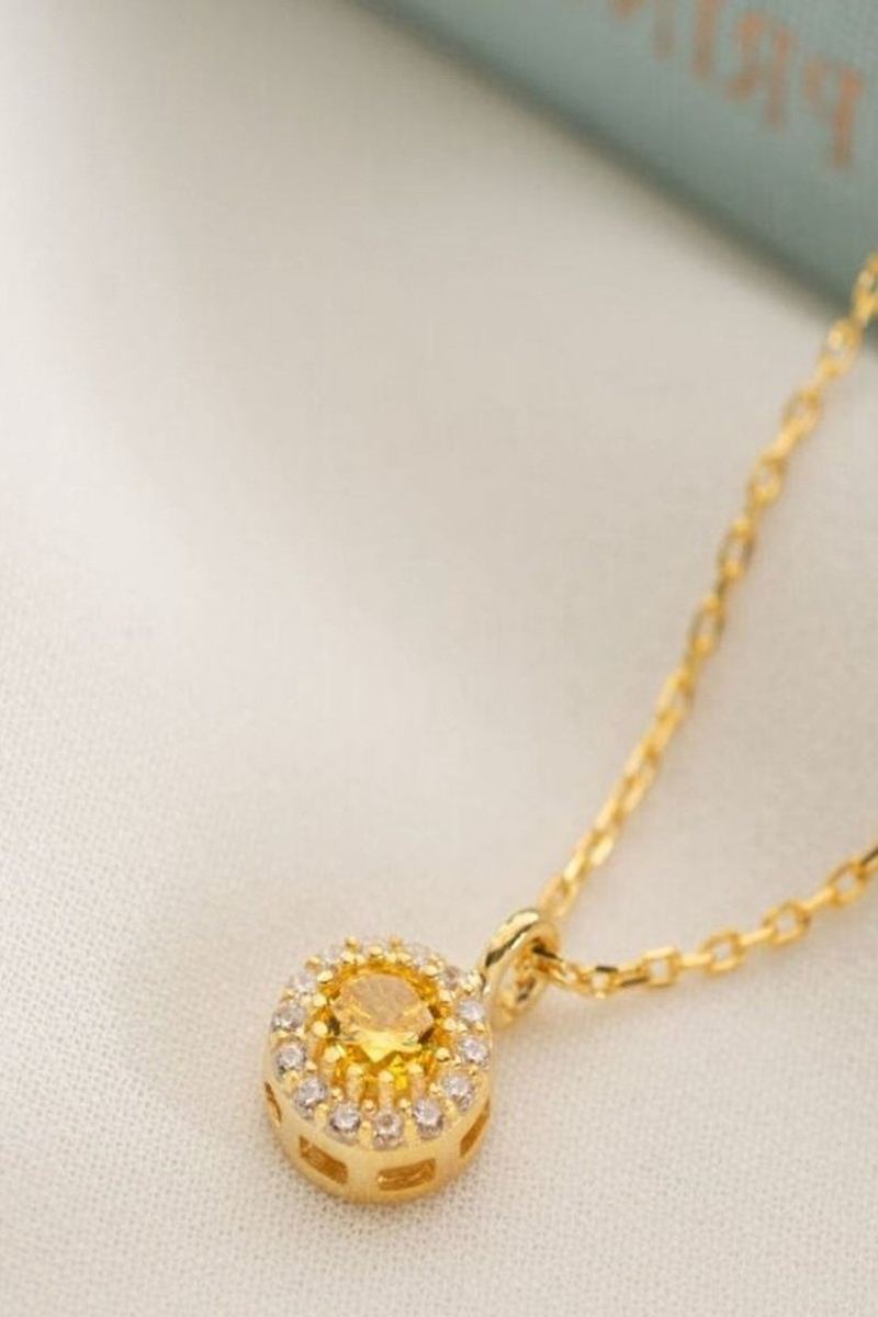 925 Ayar Gümüş Kasım Ayı Doğum Taşı Citrine Kolye görsel 2