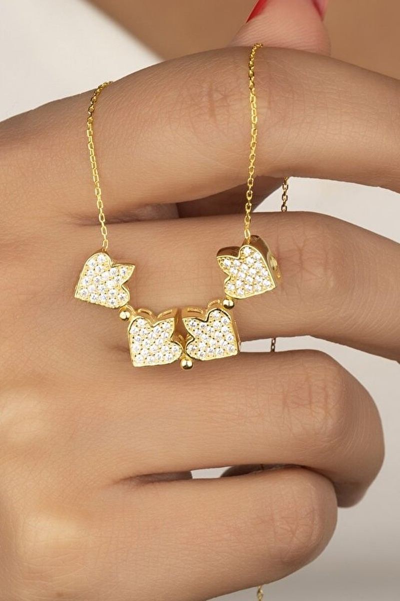 925 Ayar Gümüş Gold Mıknatıslı Kolye görsel 2
