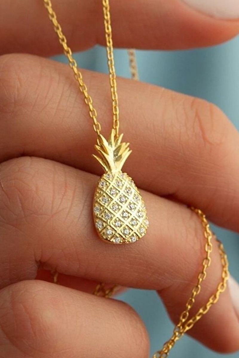 925 Ayar Gümüş Ananas Kolye görsel 2
