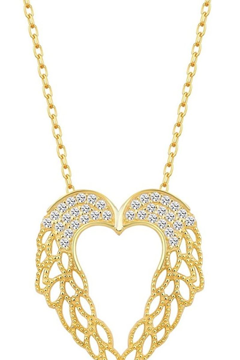 925 Ayar Gümüş Gold Kanatlı Kolye görsel 2