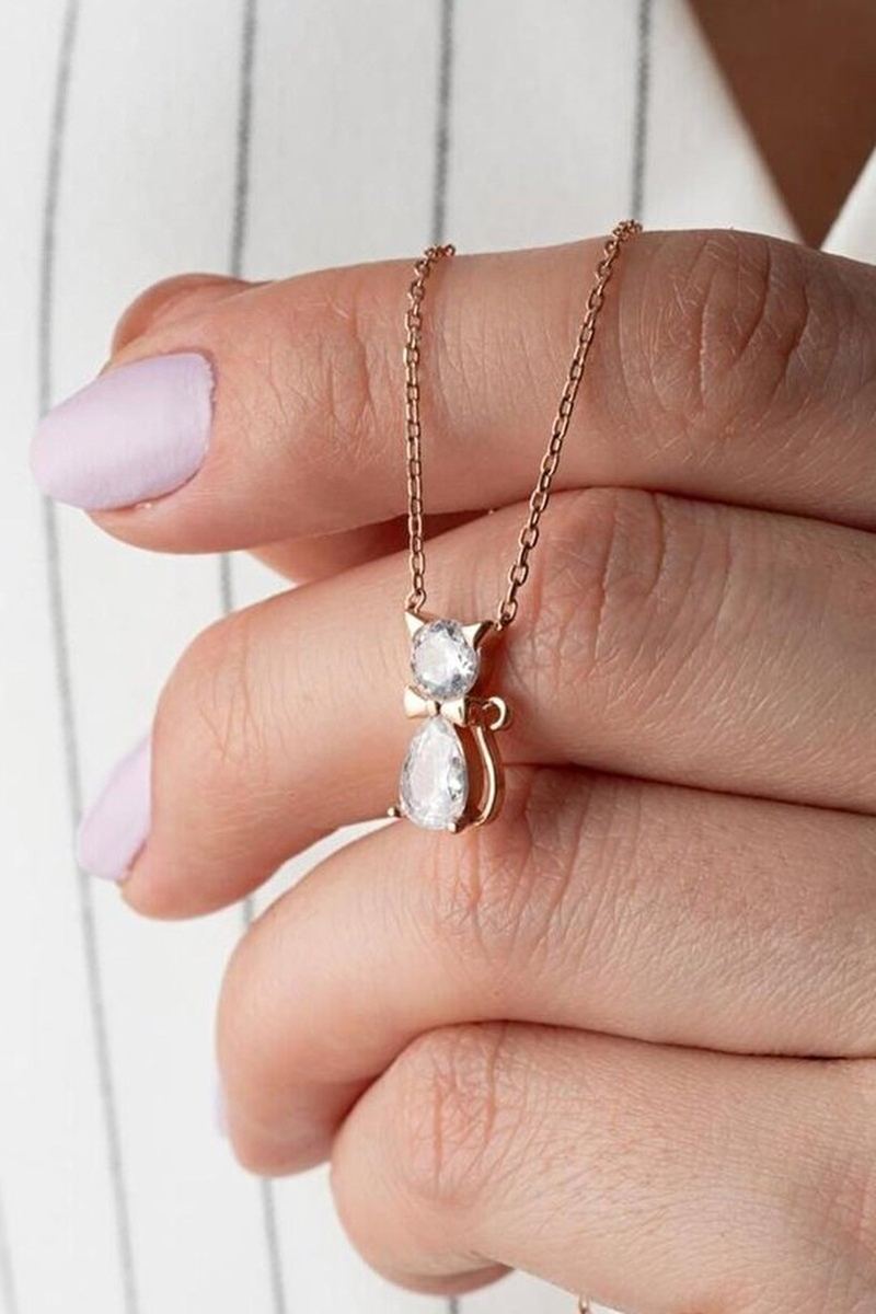 925 Ayar Gümüş Kedi Kolye görsel 2