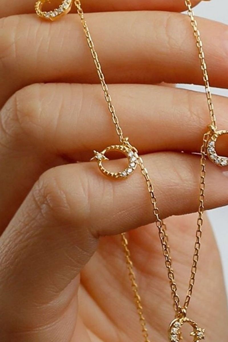 925 Ayar Gümüş Ay Yıldız Şans Kolyesi görsel 2