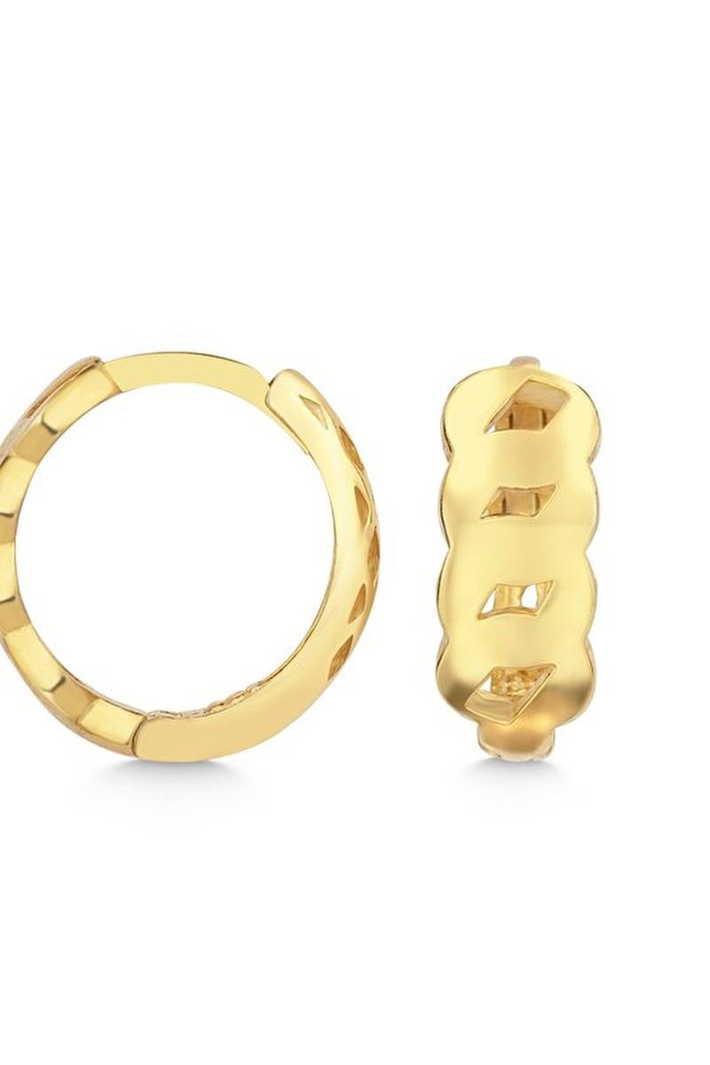 925 Ayar Gümüş Gold Örgü Küpe görsel 2