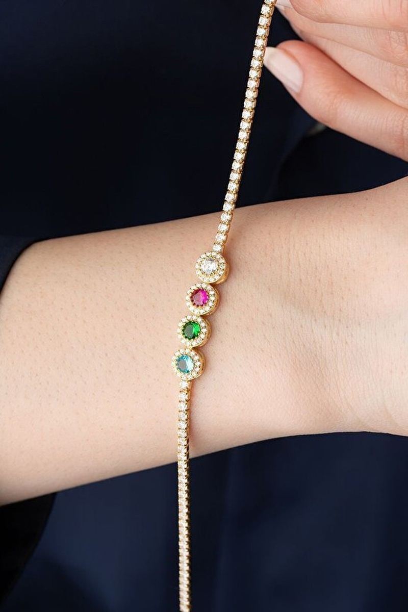 925 Ayar Gümüş Gold Su Yolu Bileklik görsel 2