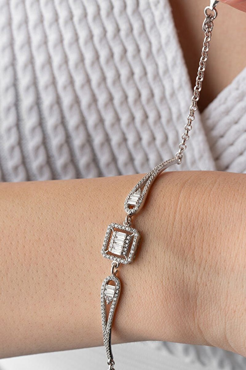 925 Ayar Gümüş Baget Tektaş Bileklik görsel 2