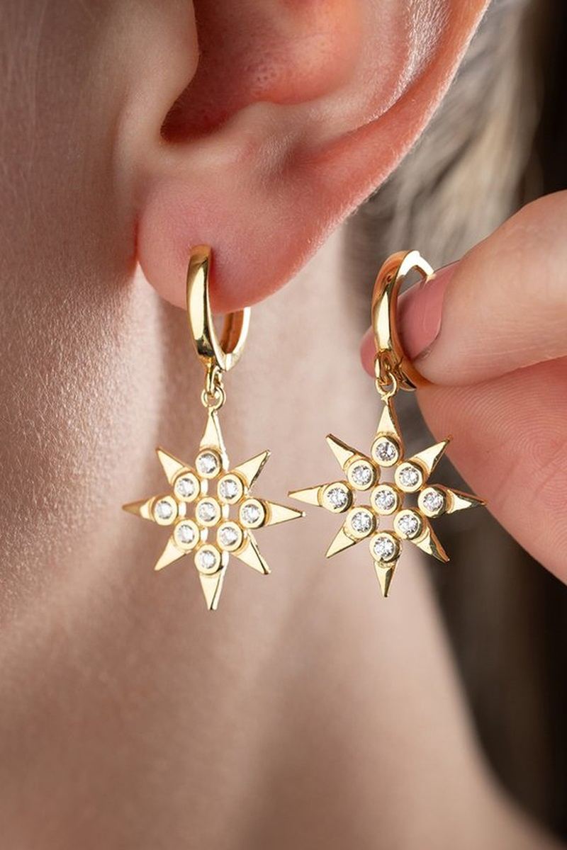 925 Ayar Gümüş Yilidiz Küpe görsel 2