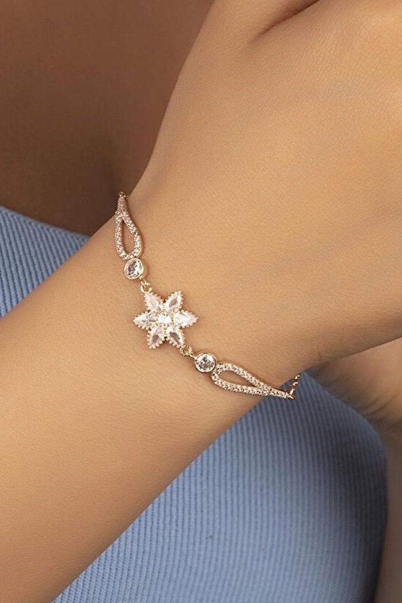 925 Ayar Gümüş Lotus Çiçeği Bileklik görsel 2
